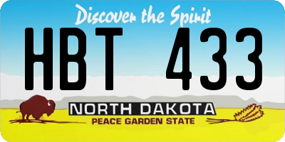 ND license plate HBT433