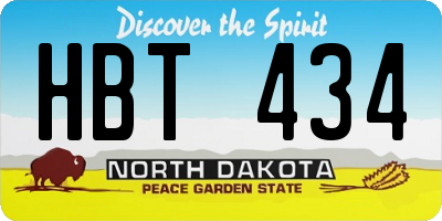 ND license plate HBT434