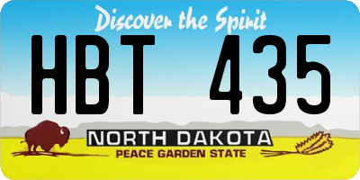 ND license plate HBT435