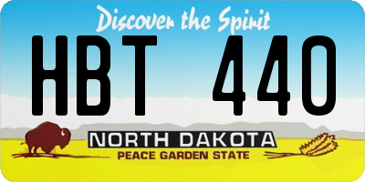 ND license plate HBT440