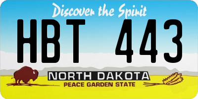 ND license plate HBT443