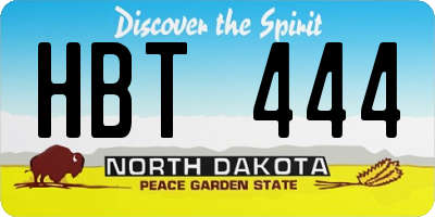 ND license plate HBT444
