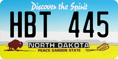 ND license plate HBT445
