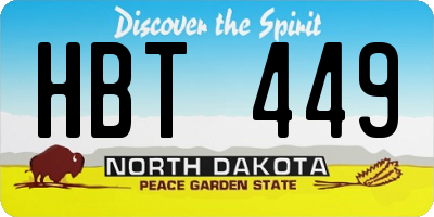 ND license plate HBT449