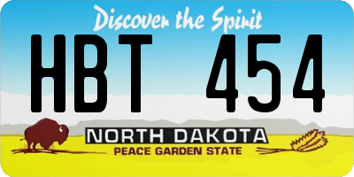 ND license plate HBT454