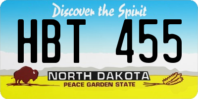 ND license plate HBT455