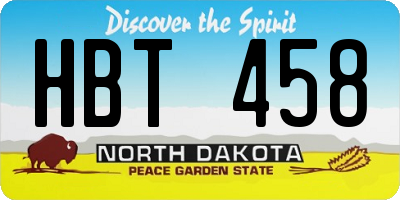 ND license plate HBT458