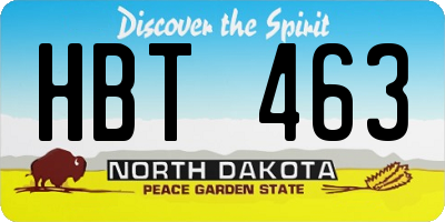ND license plate HBT463