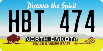 ND license plate HBT474