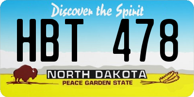 ND license plate HBT478