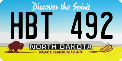 ND license plate HBT492