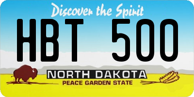 ND license plate HBT500