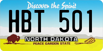 ND license plate HBT501