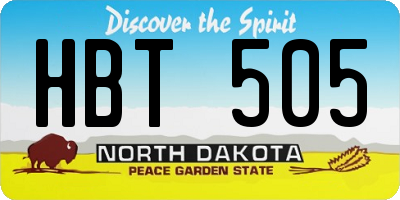 ND license plate HBT505