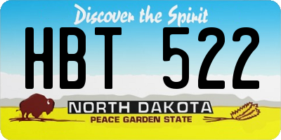 ND license plate HBT522