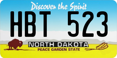 ND license plate HBT523