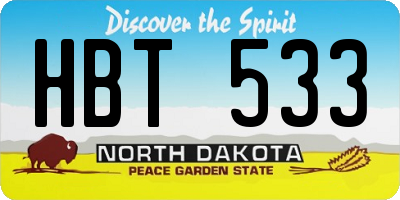ND license plate HBT533