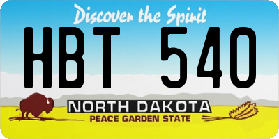 ND license plate HBT540