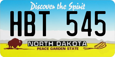 ND license plate HBT545
