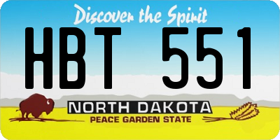 ND license plate HBT551