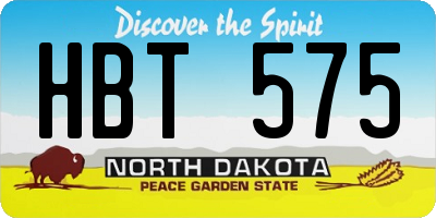 ND license plate HBT575