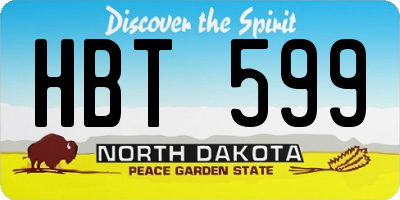 ND license plate HBT599