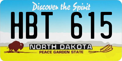 ND license plate HBT615