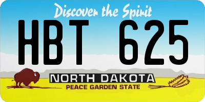 ND license plate HBT625