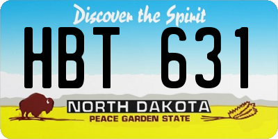 ND license plate HBT631