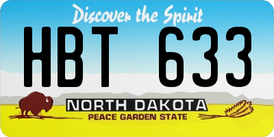 ND license plate HBT633