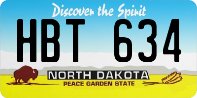 ND license plate HBT634