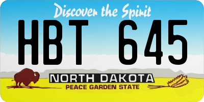 ND license plate HBT645