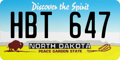 ND license plate HBT647