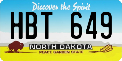 ND license plate HBT649