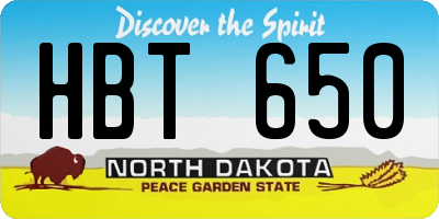 ND license plate HBT650