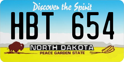 ND license plate HBT654