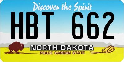 ND license plate HBT662