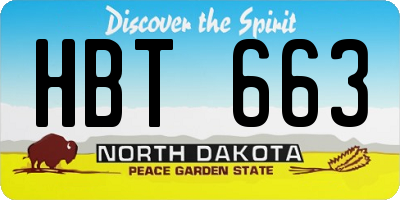 ND license plate HBT663