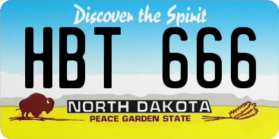 ND license plate HBT666