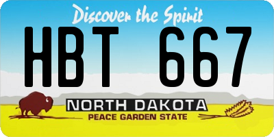 ND license plate HBT667