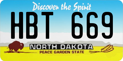 ND license plate HBT669