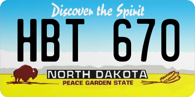 ND license plate HBT670