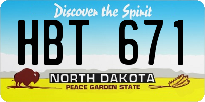 ND license plate HBT671