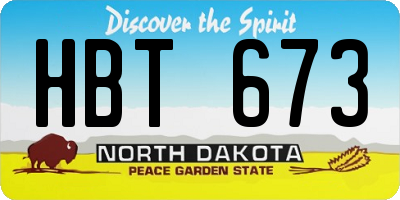 ND license plate HBT673