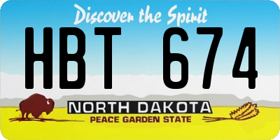 ND license plate HBT674