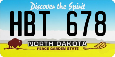 ND license plate HBT678