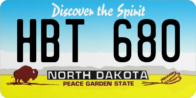 ND license plate HBT680