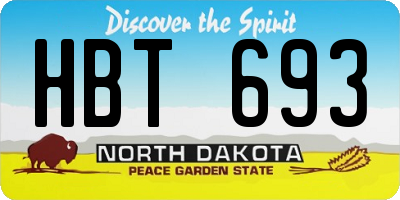 ND license plate HBT693