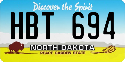 ND license plate HBT694