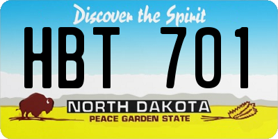 ND license plate HBT701